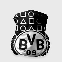 Бандана-труба Borussia геометрия черно белая, цвет: 3D-принт