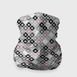 Бандана-труба Цветочный серо-розовый узор ретро, цвет: 3D-принт