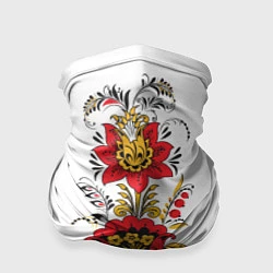 Бандана-труба Хохлома: цветы, цвет: 3D-принт