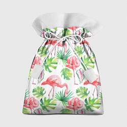 Мешок для подарков Фламинго в тропиках, цвет: 3D-принт