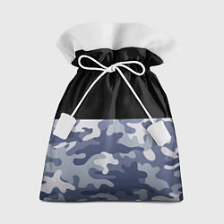 Мешок для подарков Камуфляж: черный/голубой, цвет: 3D-принт