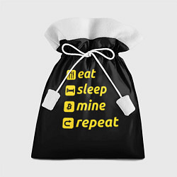 Мешок для подарков Eat Sleep Mine Repeat, цвет: 3D-принт