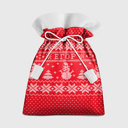 Мешок для подарков Новогодний Егор ugly sweater со снеговиками, цвет: 3D-принт
