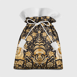 Подарочный мешок Золотые единороги и цветы