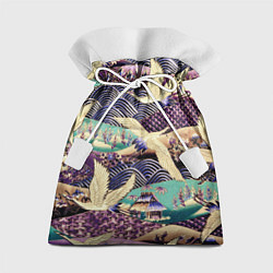 Мешок для подарков Японская вышивка с журавлями, цвет: 3D-принт