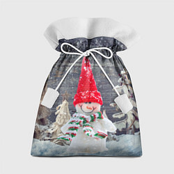 Мешок для подарков Снеговик, Новогодняя, цвет: 3D-принт