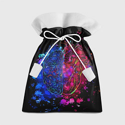 Мешок для подарков Сердце и мозг в неоне, цвет: 3D-принт