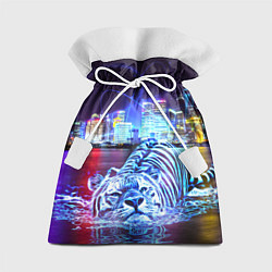 Мешок для подарков Плывущий неоновый тигр, цвет: 3D-принт