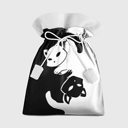 Мешок для подарков Черный и белый кот кувыркаются, цвет: 3D-принт