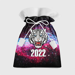 Мешок для подарков ЧЁРНЫЙ ТИГР НОВЫЙ ГОД 2022 GRAY TIGER NEW YEAR, цвет: 3D-принт