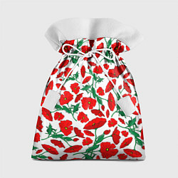 Мешок для подарков Цветы Красные Маки на белом фоне, цвет: 3D-принт