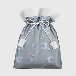 Мешок для подарков Бабочки и цветы голубого мака, цвет: 3D-принт