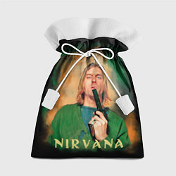 Мешок для подарков Nirvana - Kurt Cobain with a gun, цвет: 3D-принт