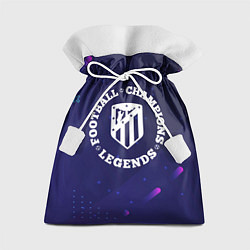 Мешок для подарков Символ Atletico Madrid и круглая надпись Football, цвет: 3D-принт