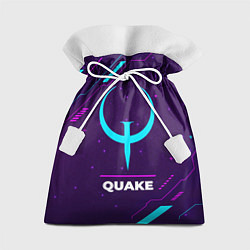 Мешок для подарков Символ Quake в неоновых цветах на темном фоне, цвет: 3D-принт