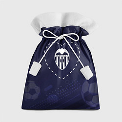 Мешок для подарков Лого Valencia в сердечке на фоне мячей, цвет: 3D-принт