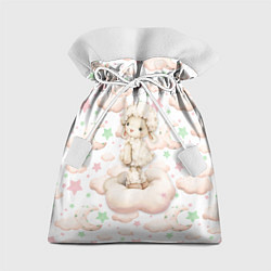 Мешок для подарков Овечка на облачке на белом, цвет: 3D-принт