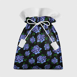 Мешок для подарков Сапфировые розы на черном, цвет: 3D-принт