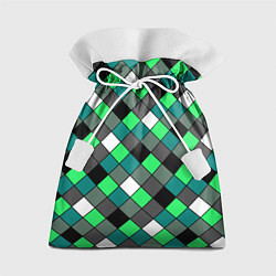 Подарочный мешок Геометрический узор в зеленых и черный тонах
