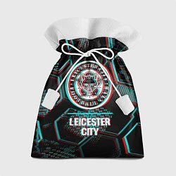 Мешок для подарков Leicester City FC в стиле glitch на темном фоне, цвет: 3D-принт