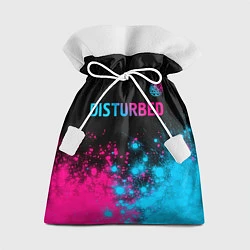 Мешок для подарков Disturbed - neon gradient: символ сверху, цвет: 3D-принт