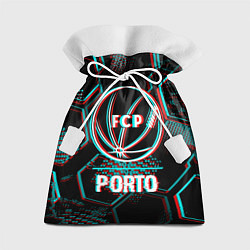 Мешок для подарков Porto FC в стиле glitch на темном фоне, цвет: 3D-принт
