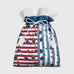 Мешок для подарков Blue stars on a striped pattern, цвет: 3D-принт