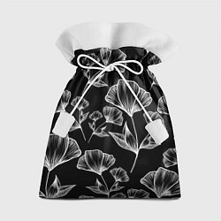 Мешок для подарков Графичные цветы на черном фоне, цвет: 3D-принт