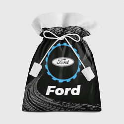 Мешок для подарков Ford в стиле Top Gear со следами шин на фоне, цвет: 3D-принт