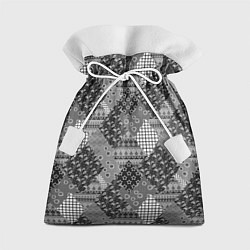 Мешок для подарков Black and White Ethnic Patchwork Pattern, цвет: 3D-принт
