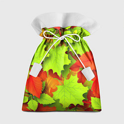 Мешок для подарков Зелёные осенние листья, цвет: 3D-принт