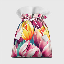 Мешок для подарков Букет акварельных тюльпанов, цвет: 3D-принт
