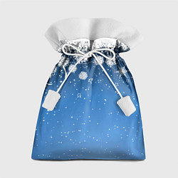 Мешок для подарков Снежный узор на синем фоне, цвет: 3D-принт