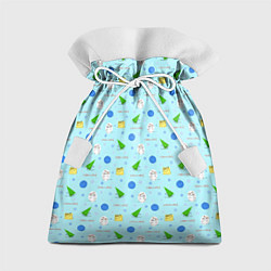 Мешок для подарков Новогодний геометрический арт лайн принт с кролико, цвет: 3D-принт