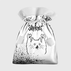 Мешок для подарков Slipknot рок кот на светлом фоне, цвет: 3D-принт