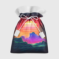 Мешок для подарков Синтвейв неоновые горы на закате, цвет: 3D-принт