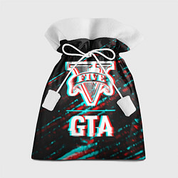 Мешок для подарков GTA в стиле glitch и баги графики на темном фоне, цвет: 3D-принт