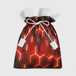 Мешок для подарков Светящиеся красным светом шестиугольники, цвет: 3D-принт
