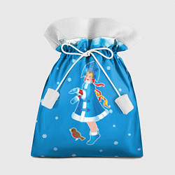 Мешок для подарков Снегурочка и снежинки, цвет: 3D-принт