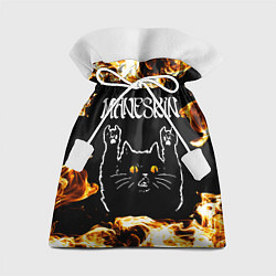 Мешок для подарков Maneskin рок кот и огонь, цвет: 3D-принт
