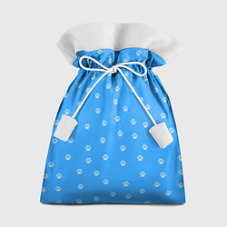 Мешок для подарков Кошачьи лапки голубой фон, цвет: 3D-принт
