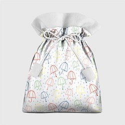 Мешок для подарков Цветные зонтики с каплями дождя, цвет: 3D-принт