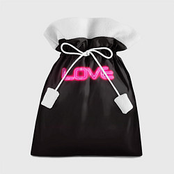Мешок для подарков Love - неоновая надпись, цвет: 3D-принт