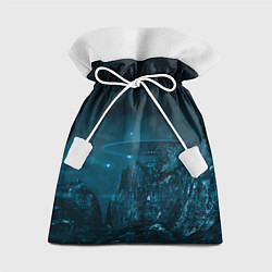Мешок для подарков Синий космос, горы и нло, цвет: 3D-принт