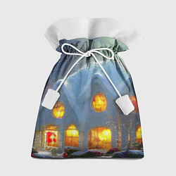 Мешок для подарков Сказочный зимний домик, покрытый снегом, цвет: 3D-принт