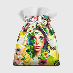 Мешок для подарков Девушка Весна - акварель, цвет: 3D-принт