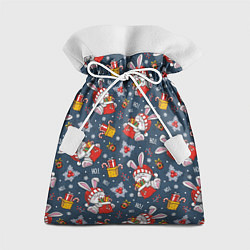 Мешок для подарков Новогодний паттерн из кроликов, цвет: 3D-принт