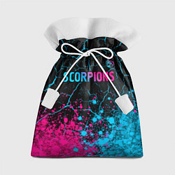 Мешок для подарков Scorpions - neon gradient: символ сверху, цвет: 3D-принт