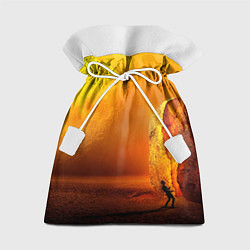 Мешок для подарков Оранжевый космос и луна, цвет: 3D-принт