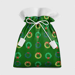 Мешок для подарков Зеленые рождественские венки омелы, цвет: 3D-принт
